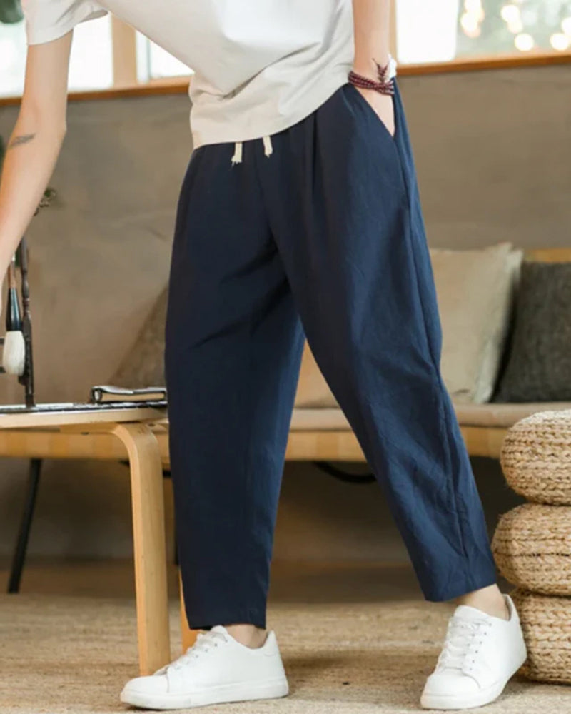 Short Décontracté Plissé avec Cordons pour Homme