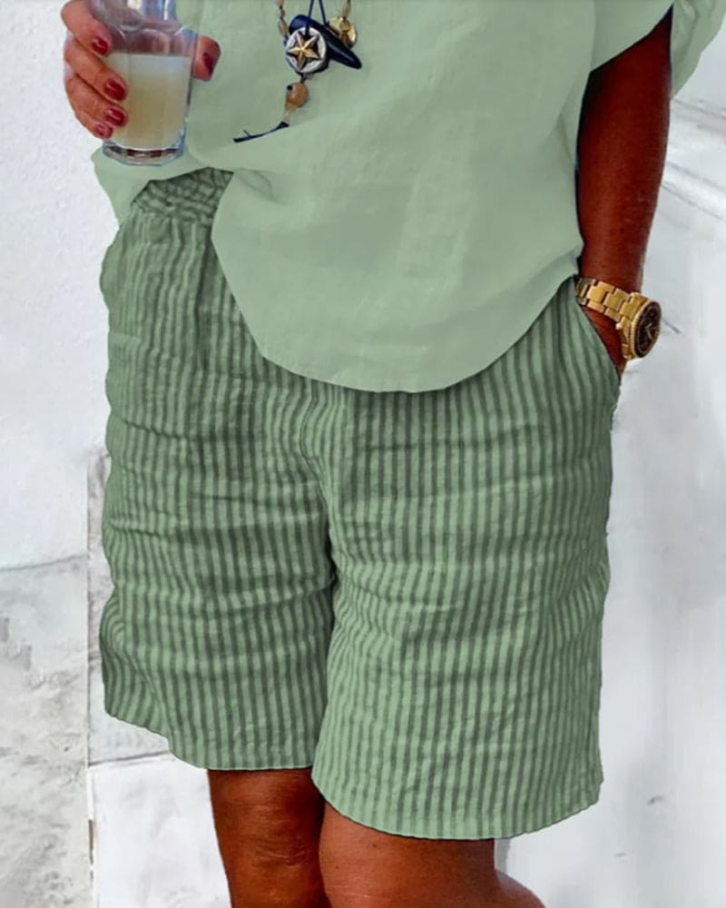 Chemise Femme Lin Clair avec Short de Plage