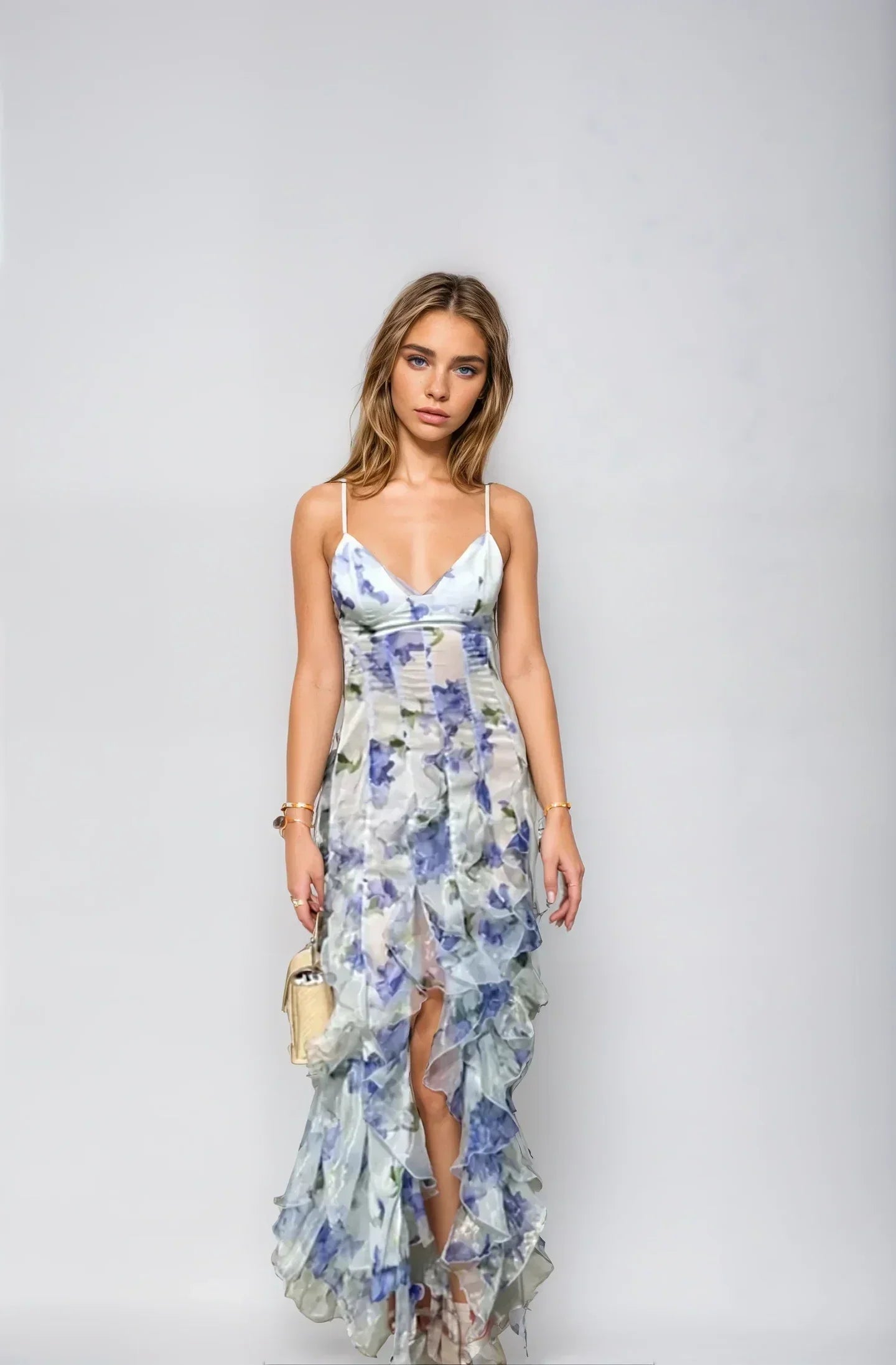 Robe Imprimée Fleurs Élégante avec Bretelles Ajustables - PanierRoyale