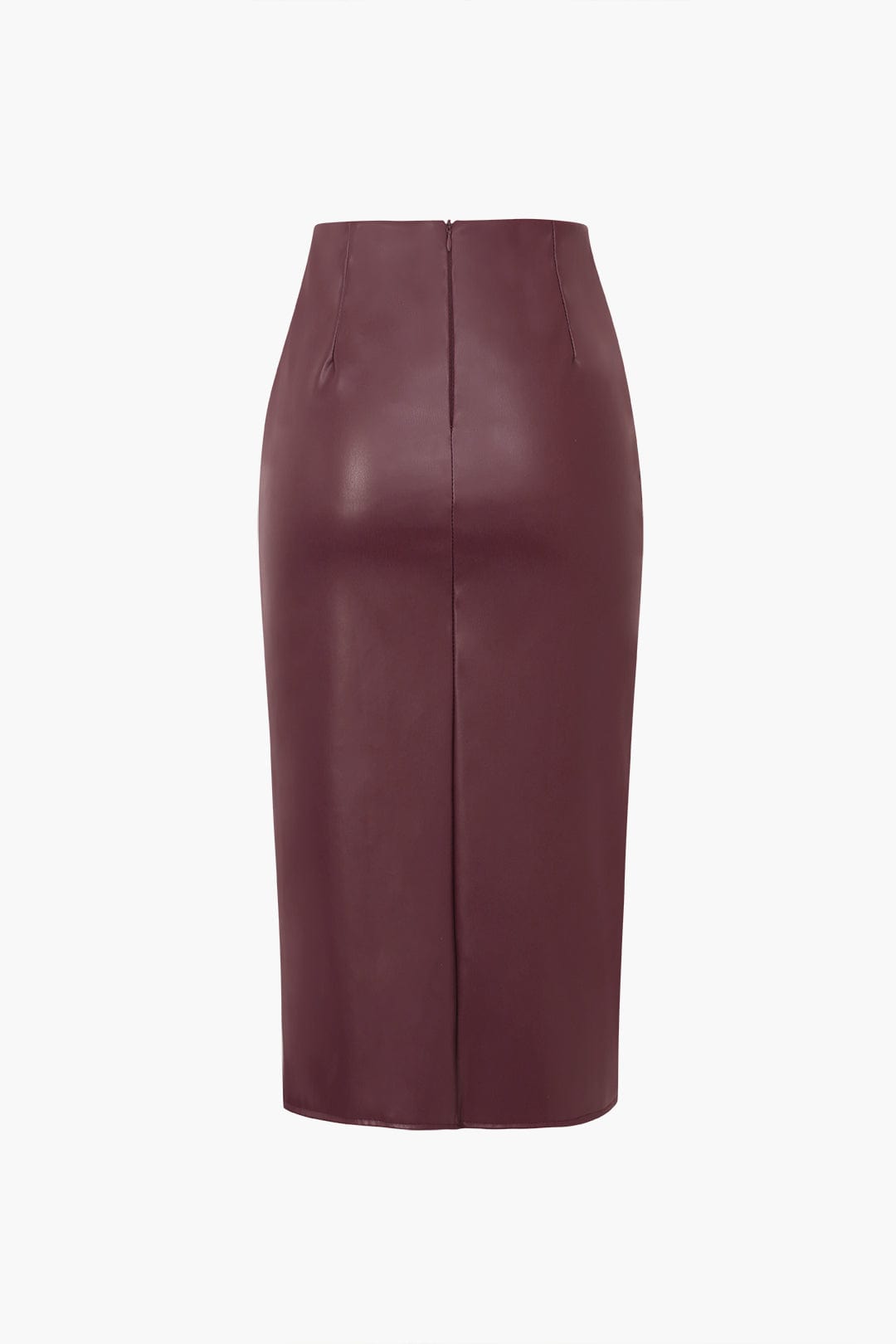 Jupe en Cuir Synthétique Asymétrique Mi-Longue