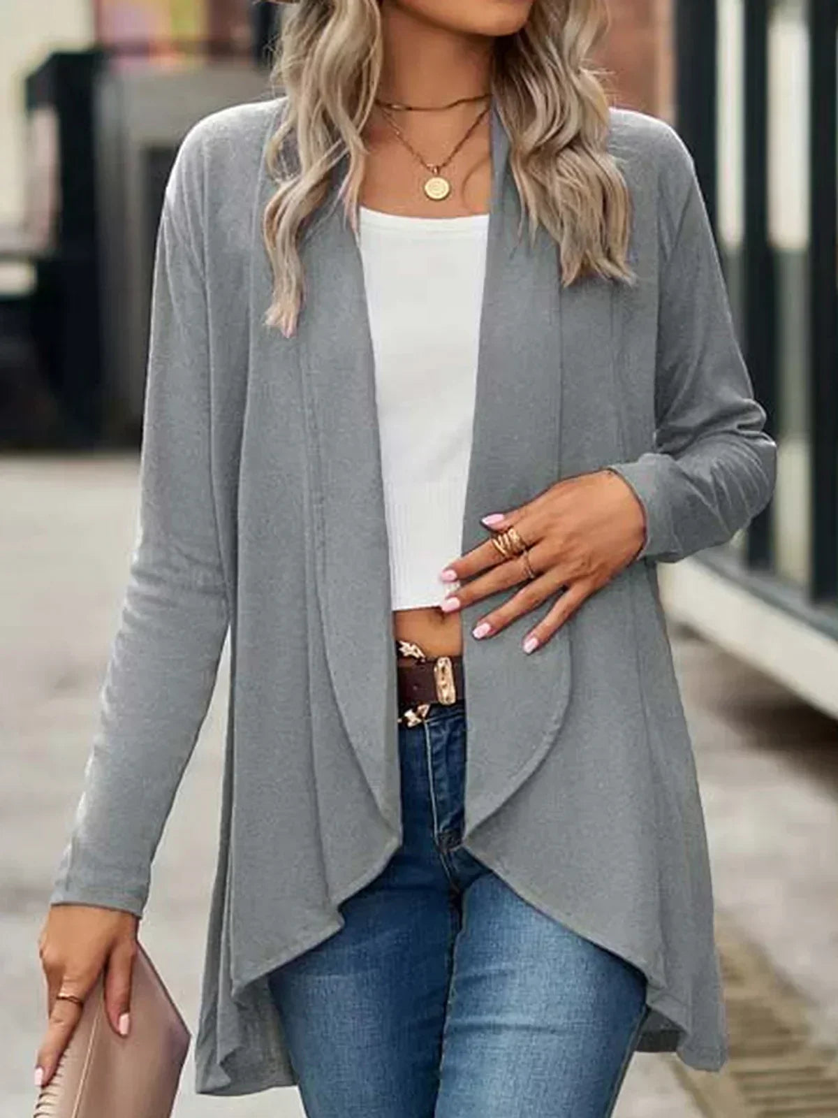 Cardigan Femme Hiver Doux et Confortable à Fermeture Ouverte