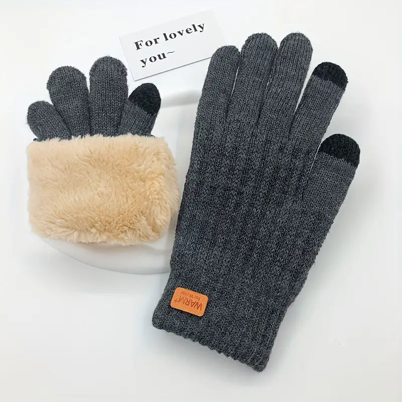 Gants Hiver Doublés Fourrure Chauds et Noir