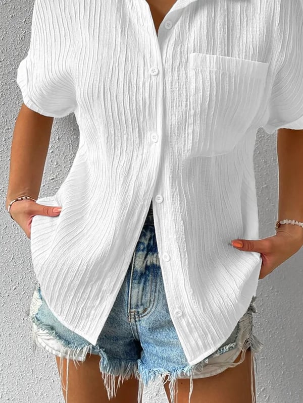 Chemise Femme Coton Légère Col Classique Boutonnée Coupe Décontractée