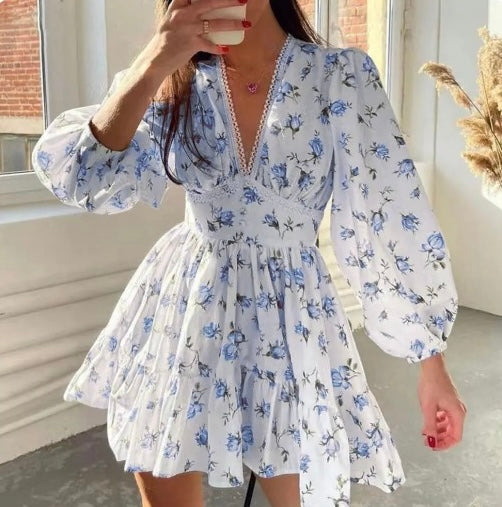 Robe Femme Courte Fleurs Élégante et Décontractée