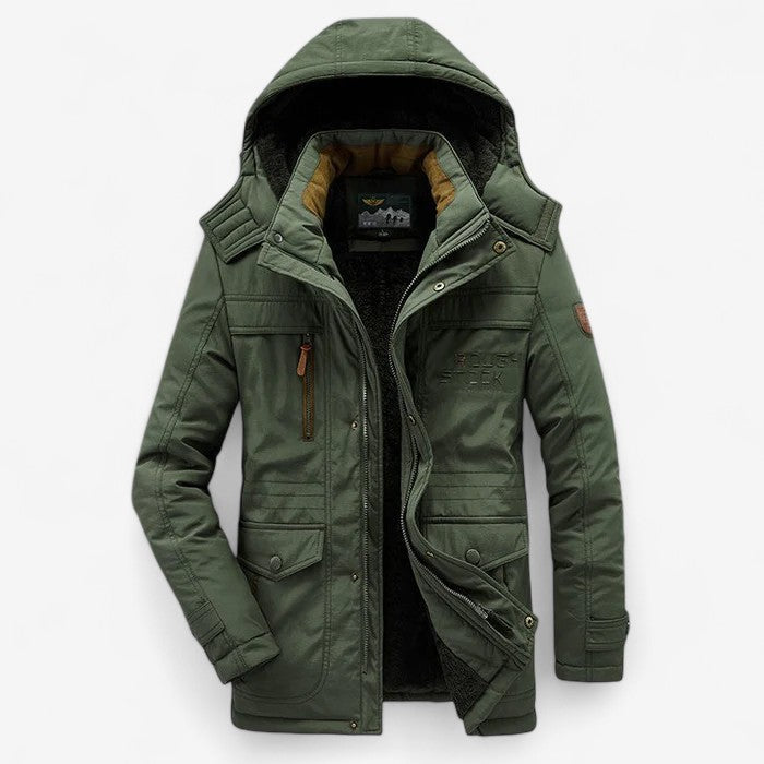 Veste Hiver Fleece Étanche avec Capuche et Poches Réfléchissantes
