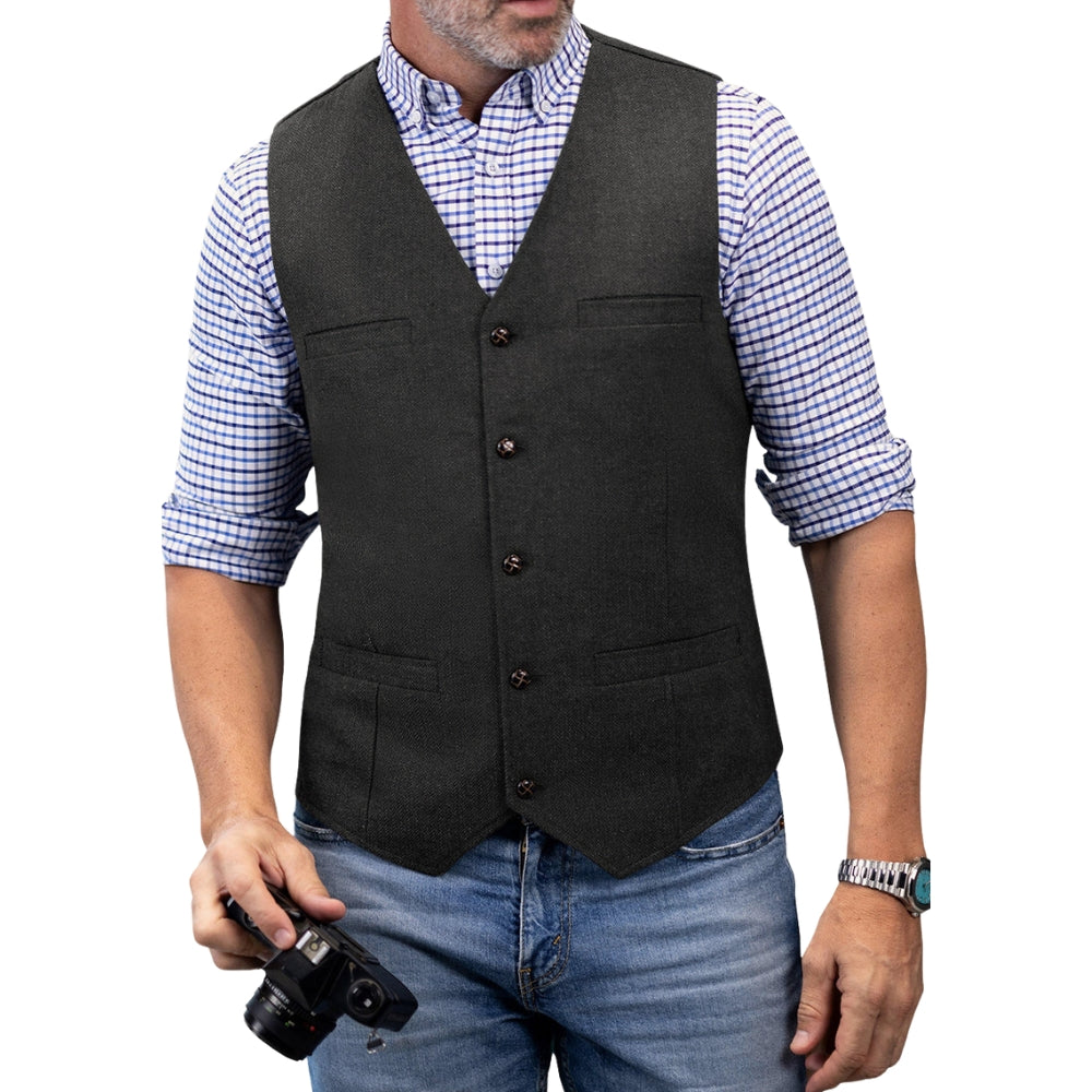Gilet Casual Col V avec Poches Latérales