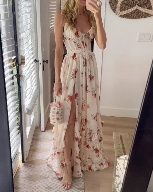 Robe Longue Femme à Imprimé Floral Élégant et Confortable - PanierRoyale