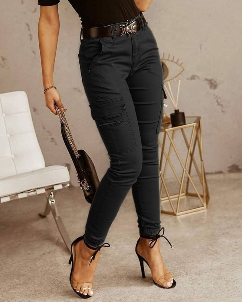 Pantalon Cargo Femme Comfort et Polyvalent Mi-Haut