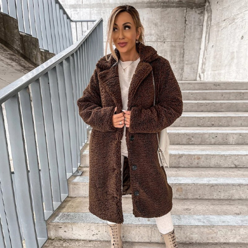 Manteau Fourrure Synthétique Chic Féminin Long