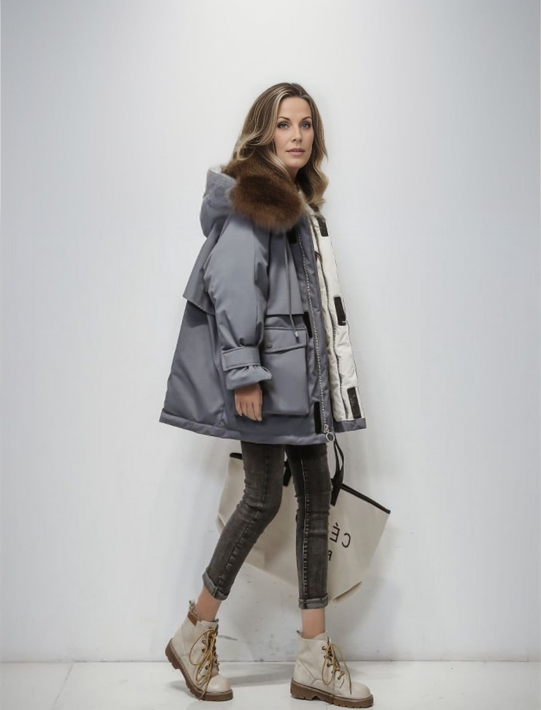 Parka Femme Hiver Épaisse avec Capuche et Manches Longues
