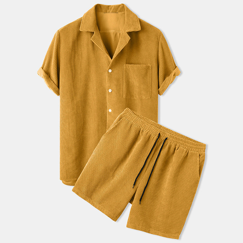 Ensemble 2 Pièces Élégant : Chemise Décontractée et Short Détente