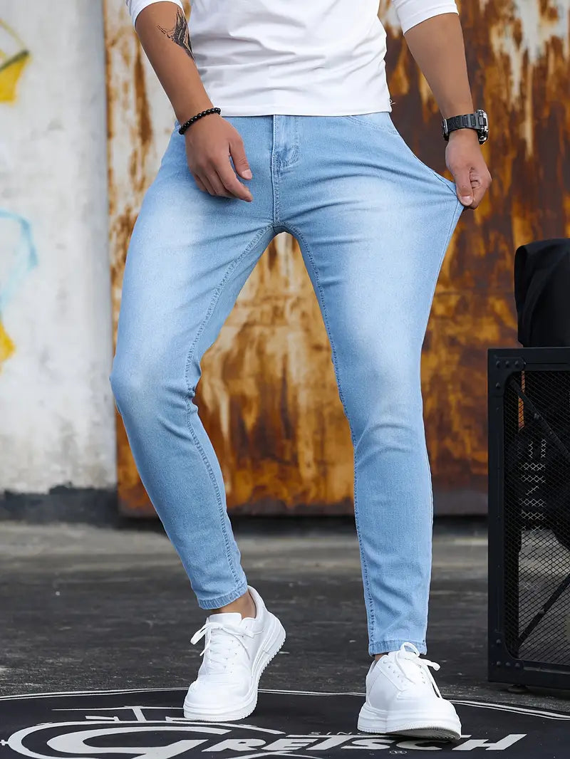 Jeans Slim Homme Élastique Denim Foncé