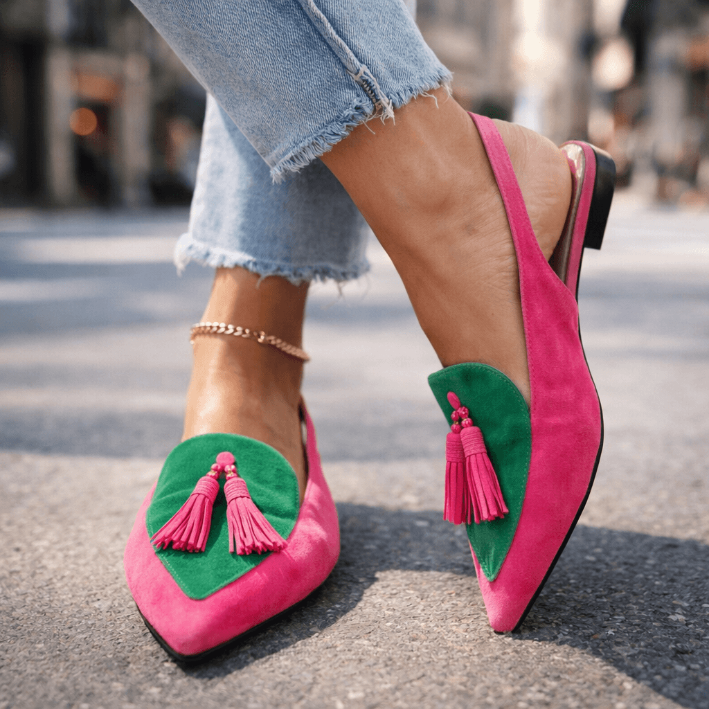 Mules Femme Similicuir Pompons Style Classique