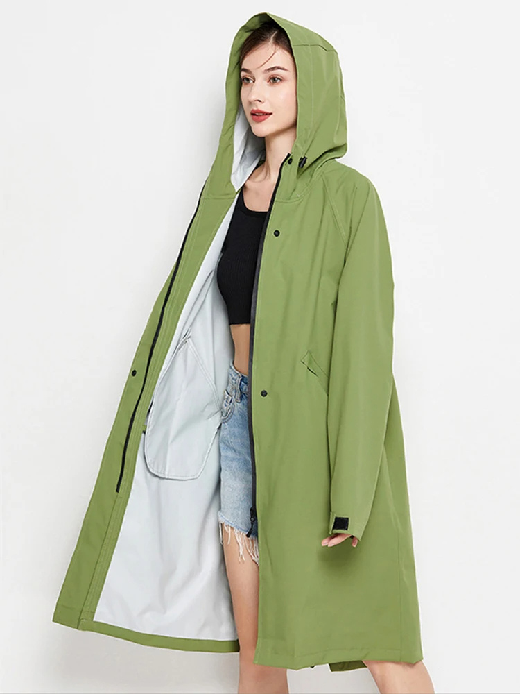 Veste Imperméable Femme Légère avec Capuche et Poches Réglables