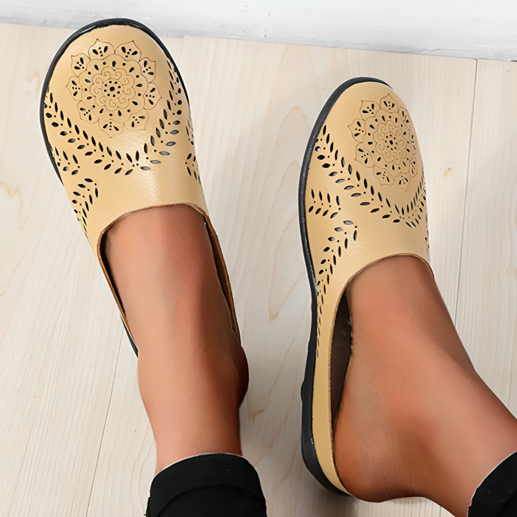 Mocassins Femme Cuir Souple à Bout Arrondi