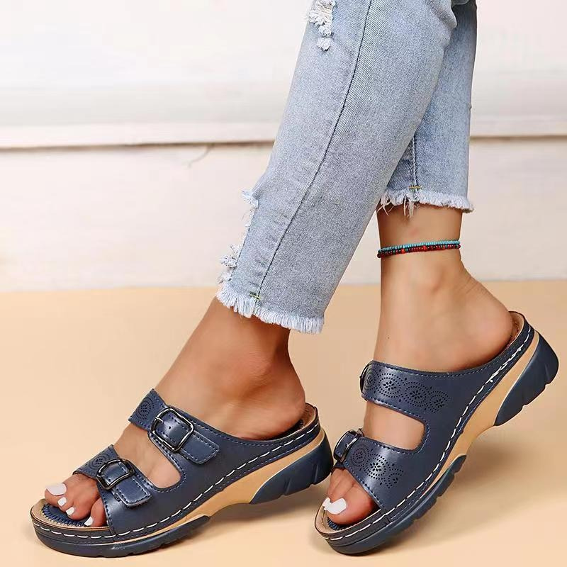 Sandales Femme Confort Semelle Ergonomique Double Bride Réglable