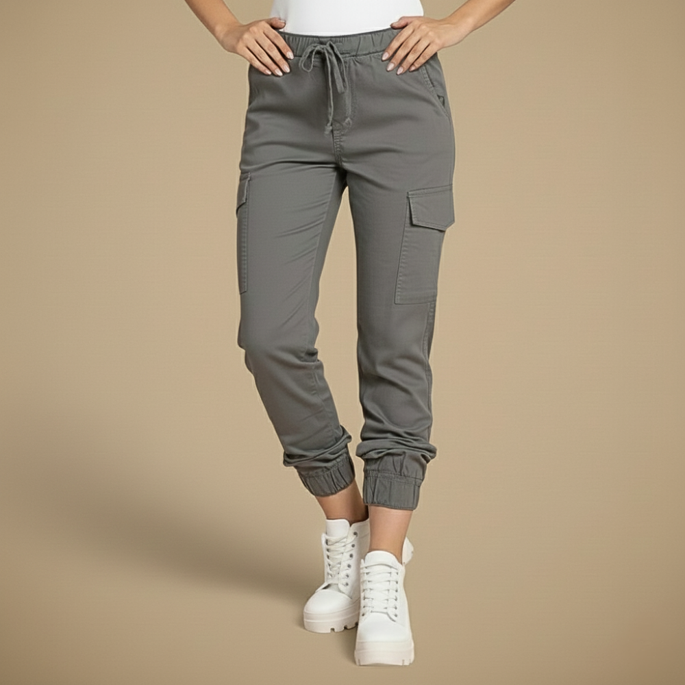Pantalon Jogging Femme Élastique Confort avec Poches