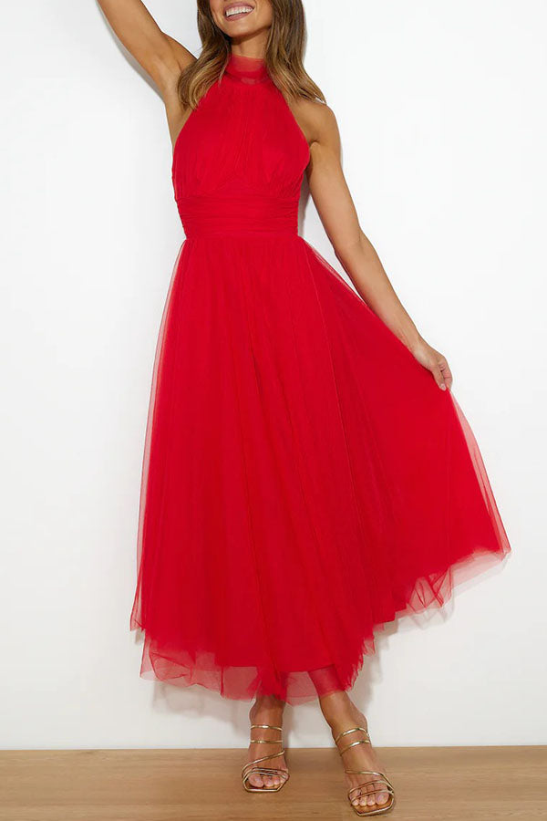 Robe Décontractée Mi-Longue Col Rond en Coton Doux