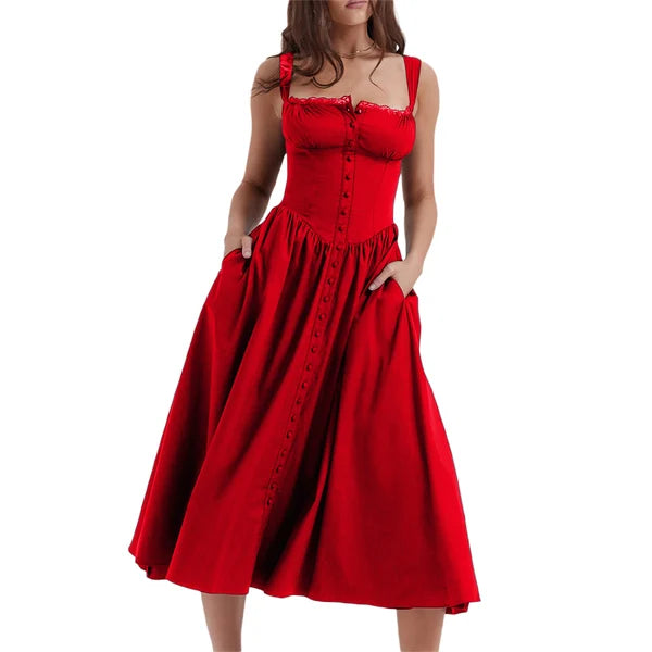 Robe Été Élégante – Mi-Longue Décontractée pour Femme