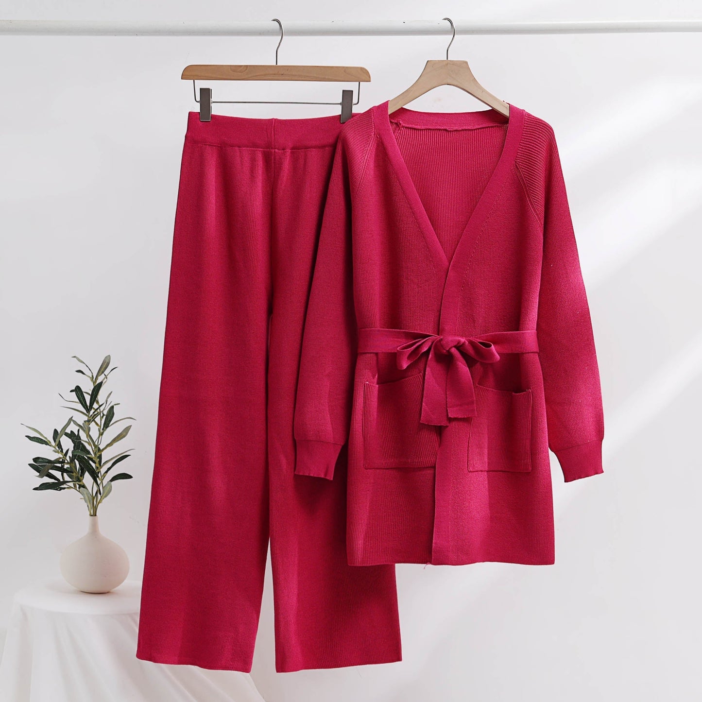 Costume décontracté 2 pièces avec gilet long et pantalon large
