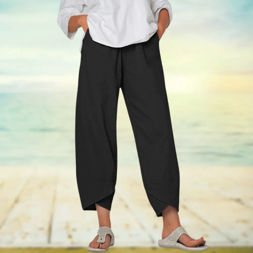 Pantalon Lin Beige Féminin Confortable Été