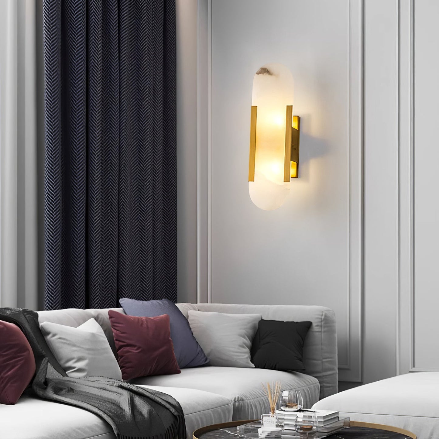 Albaline™ – applique murale LED en albâtre allongé, lumière douce