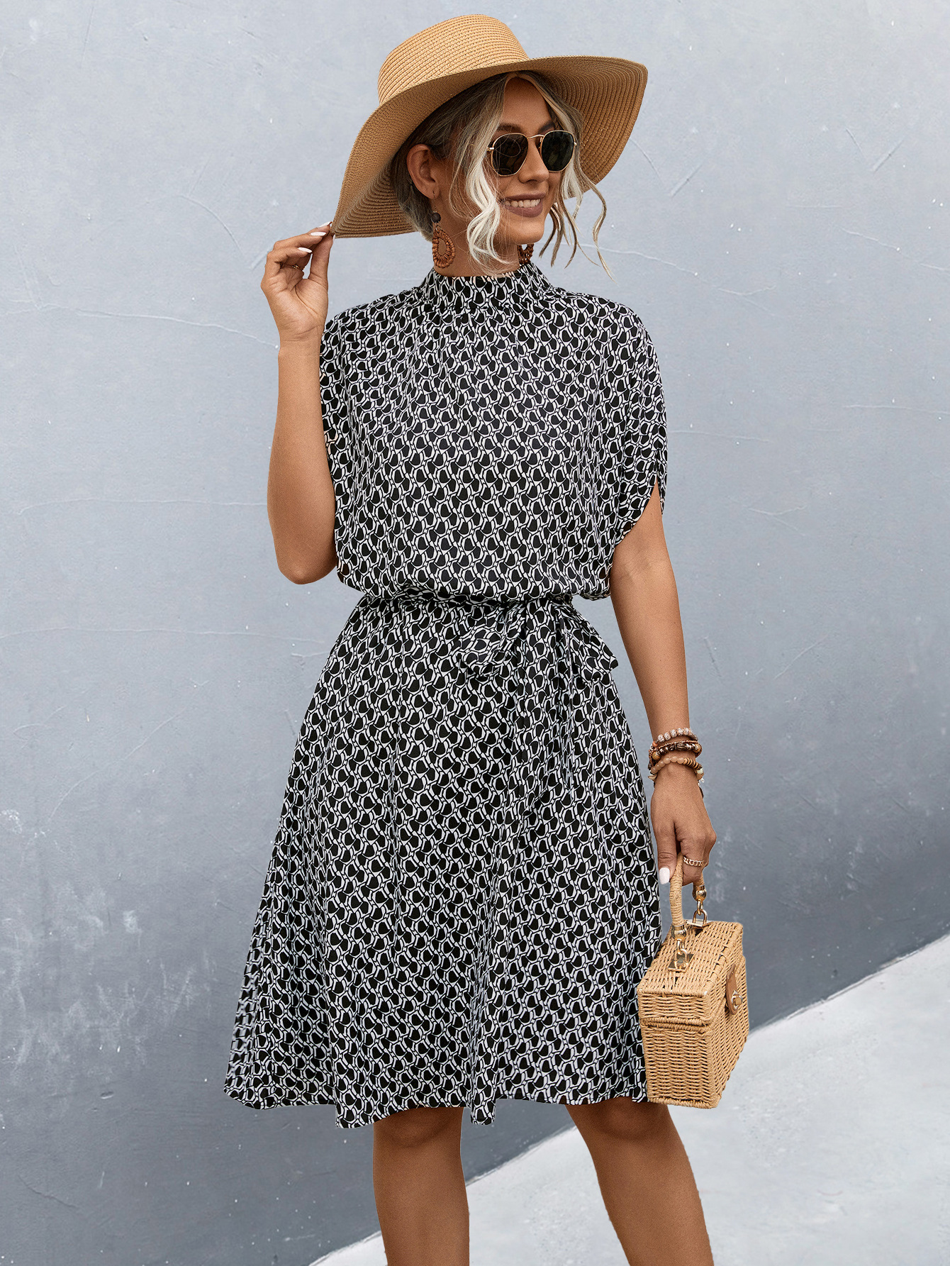 Robe Femme Été Florale avec Ceinture Élastique