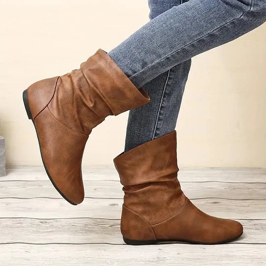 Bottes Cuir Féminines Élégantes avec Semelle Antidérapante