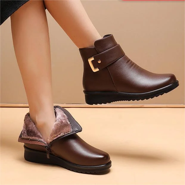 Bottes Femme en Cuir Noir Élégantes et Fourrées