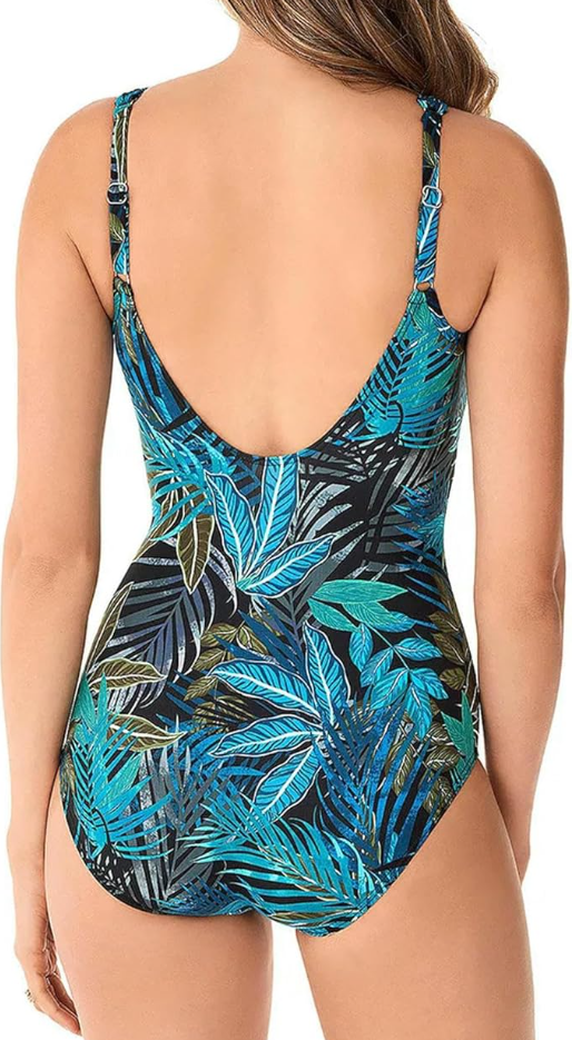 AquaChic™ – Maillot de Bain Femme 1 Pièce Élégant Confort et Style Végétal