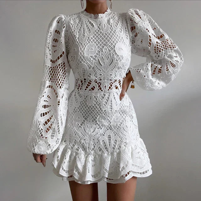 Natalia™ – Robe Femme en Dentelle Longue Élégante avec Ourlet Volant-6