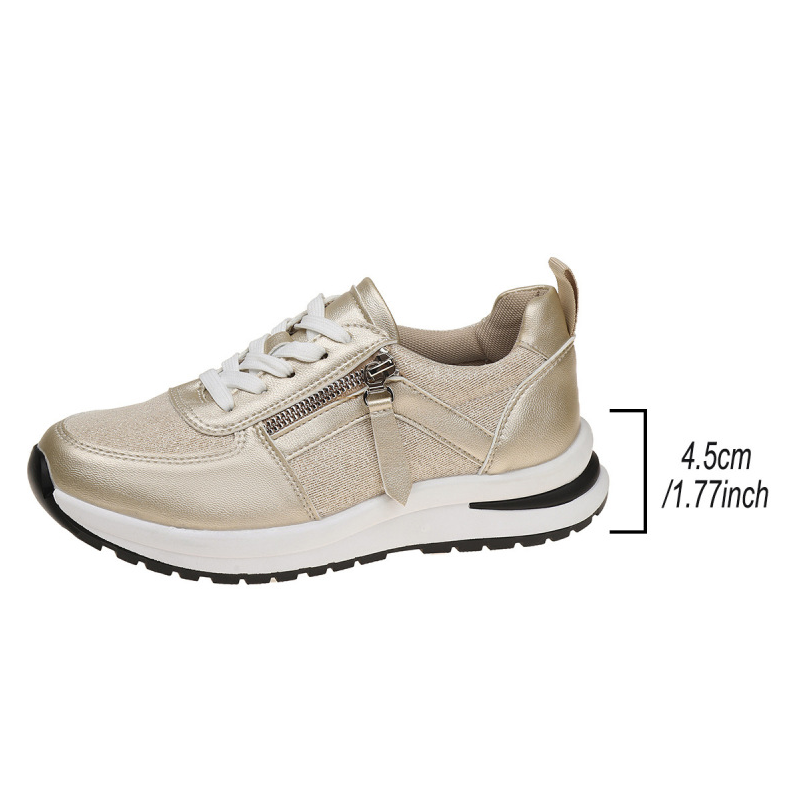 ArgenteChic™ – Baskets Femmes Confortables avec Détail Zippé et Semelles Rembourrées