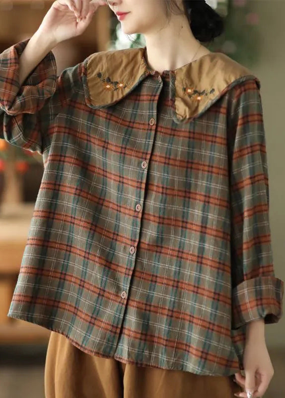 Blouses en coton fleuri vert printanier - EasyApparels