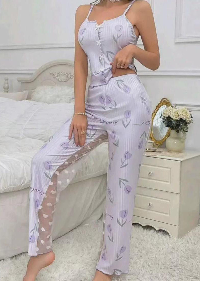 Joli ensemble deux pièces léger en tulle lilas - EasyApparels
