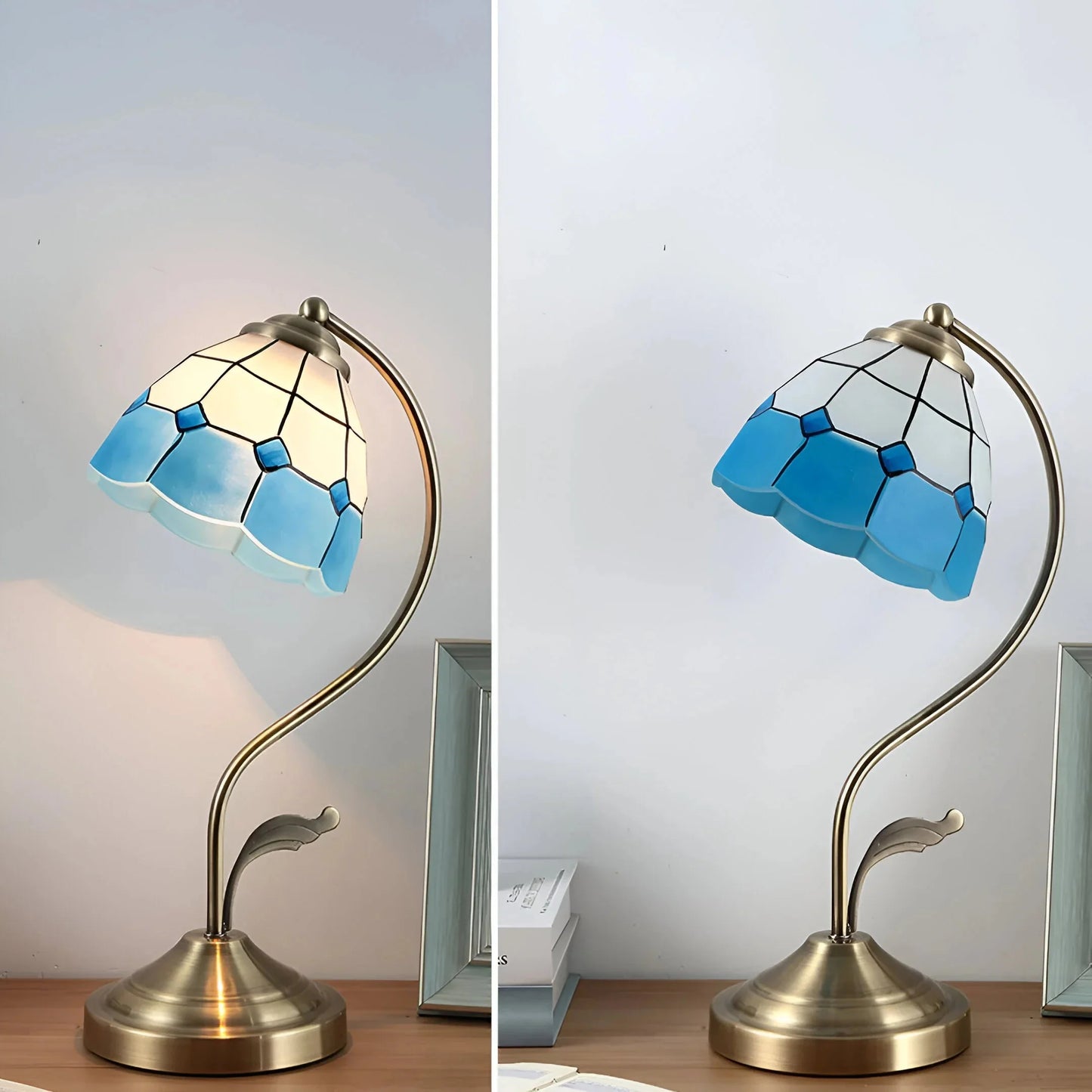 AuroraBloom™ – Lampe de Table Élégante Abat-jour en Verre Floral