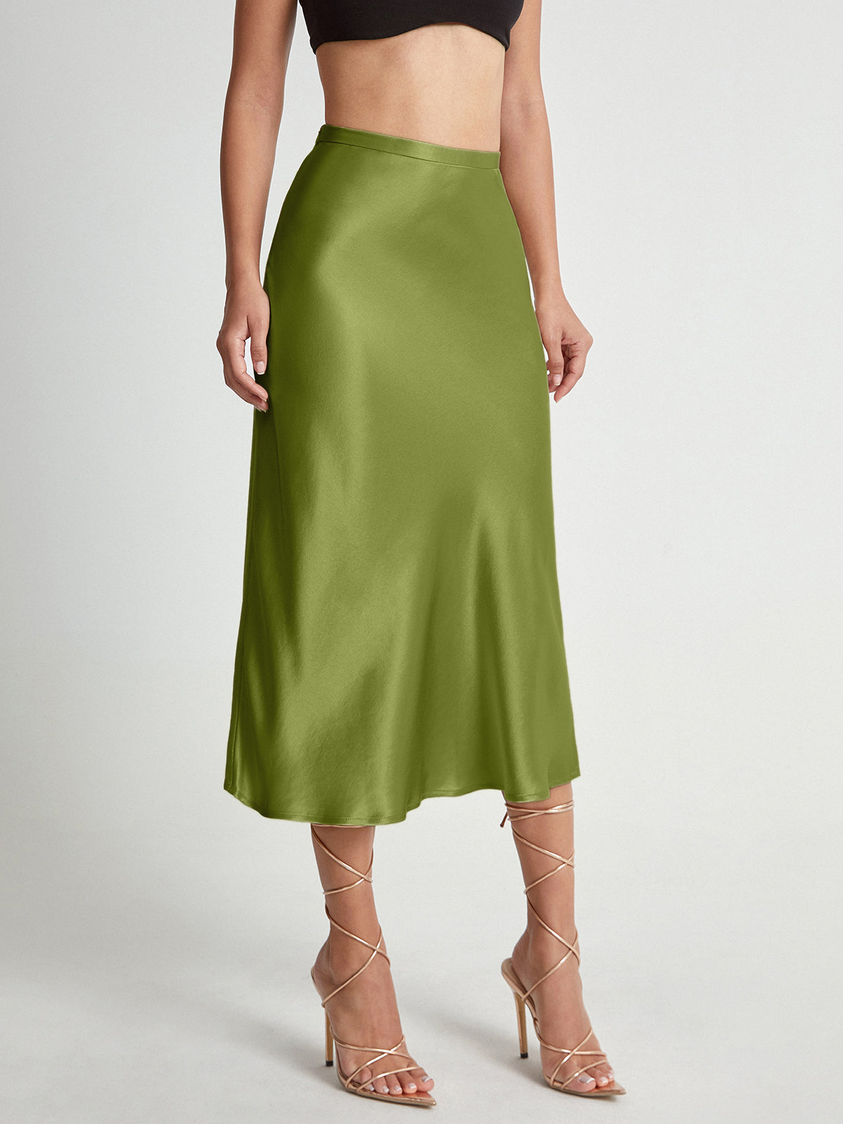 Jupe Femme Taille Haute Mi-Longue Élégante