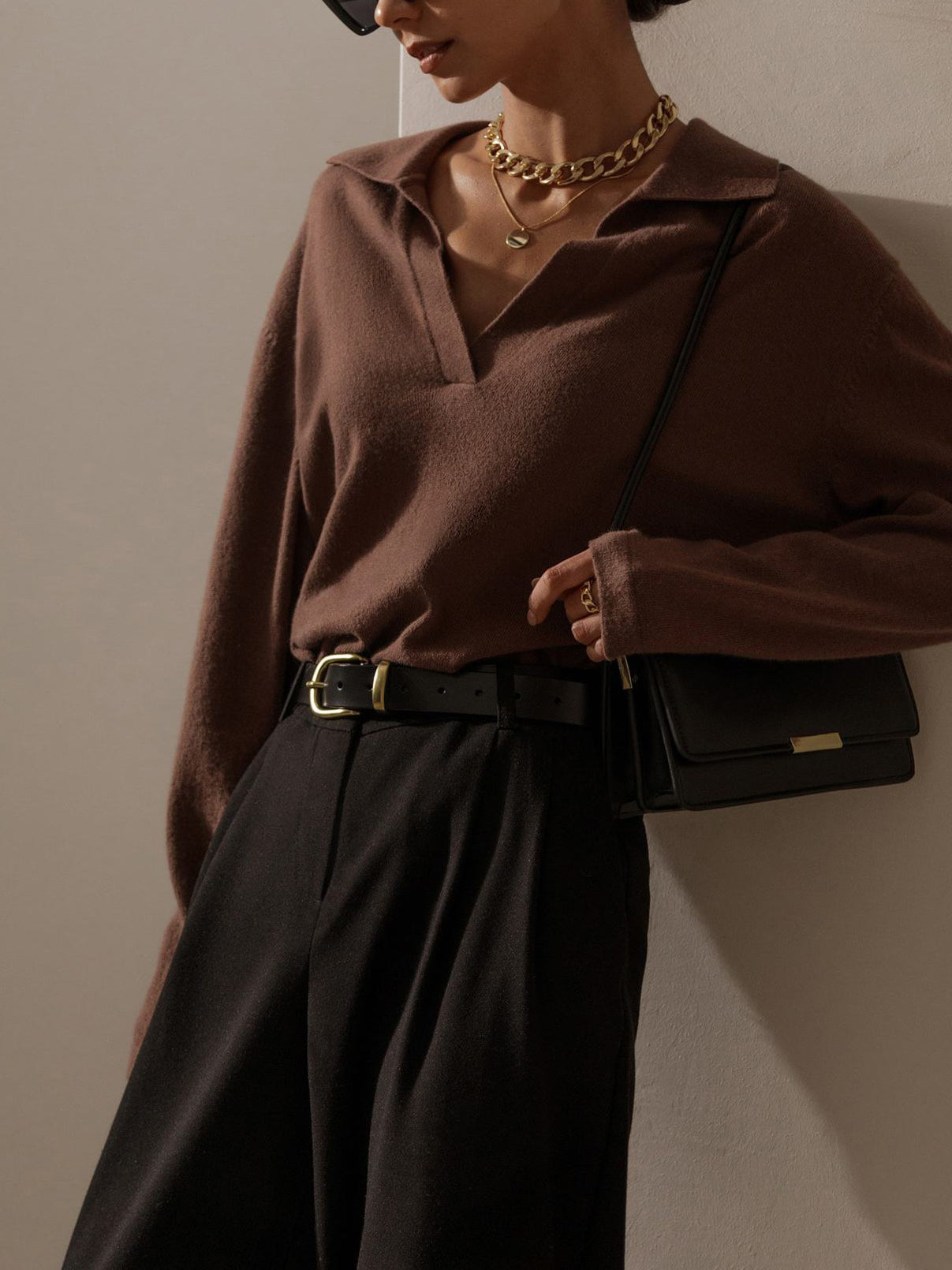 Pull Femme Maille Col Polo Coupe Décontractée