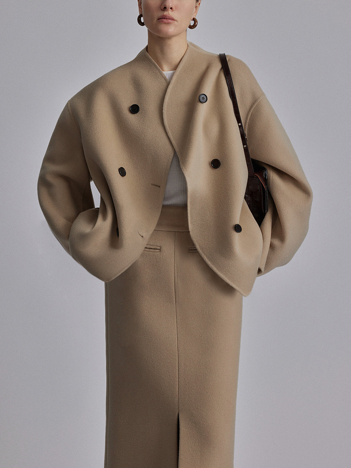 Manteau Femme Beige Élégant et Décontracté