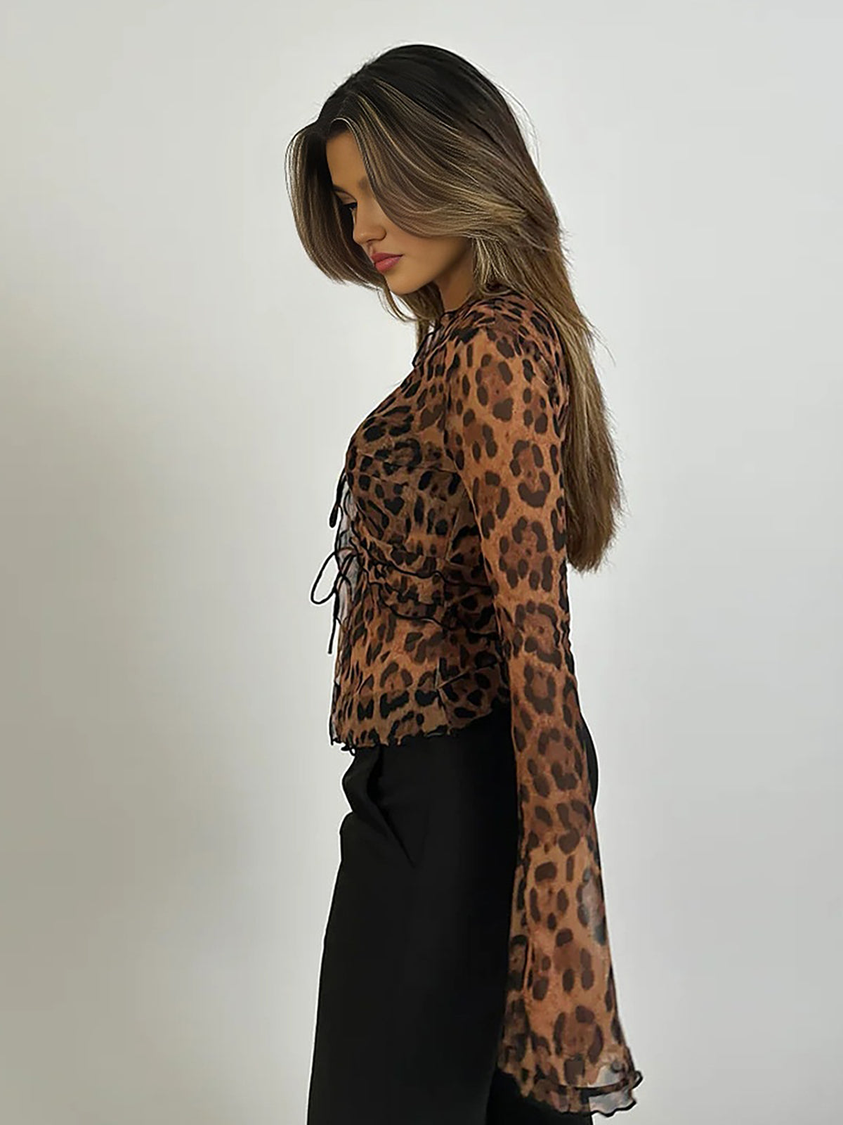 Top Femme Leopard Imprimé Élégant
