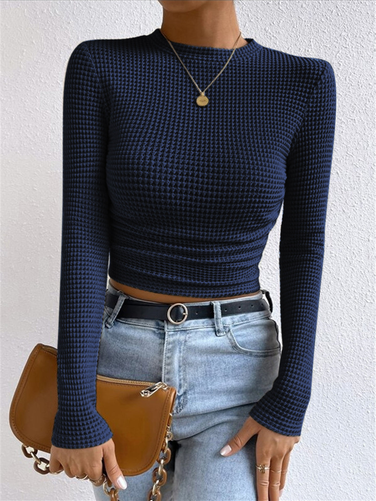 Top Femelle Manches Longues Maille Élastique