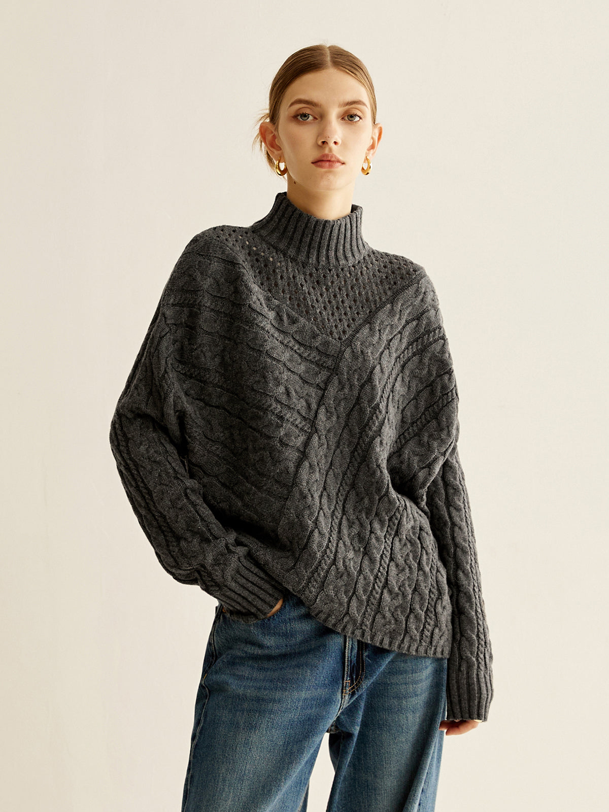 Pull Femme Col Montant Grand Volumé Hiver - PanierRoyale