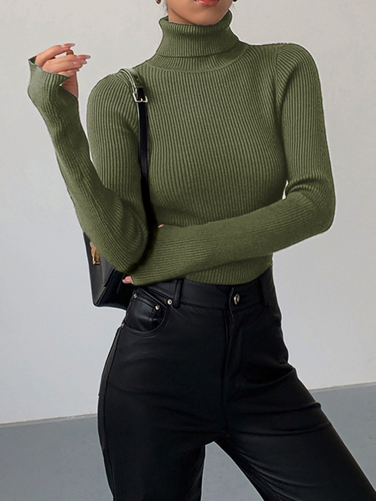 Top Femme Minimaliste Col Roulé Slim