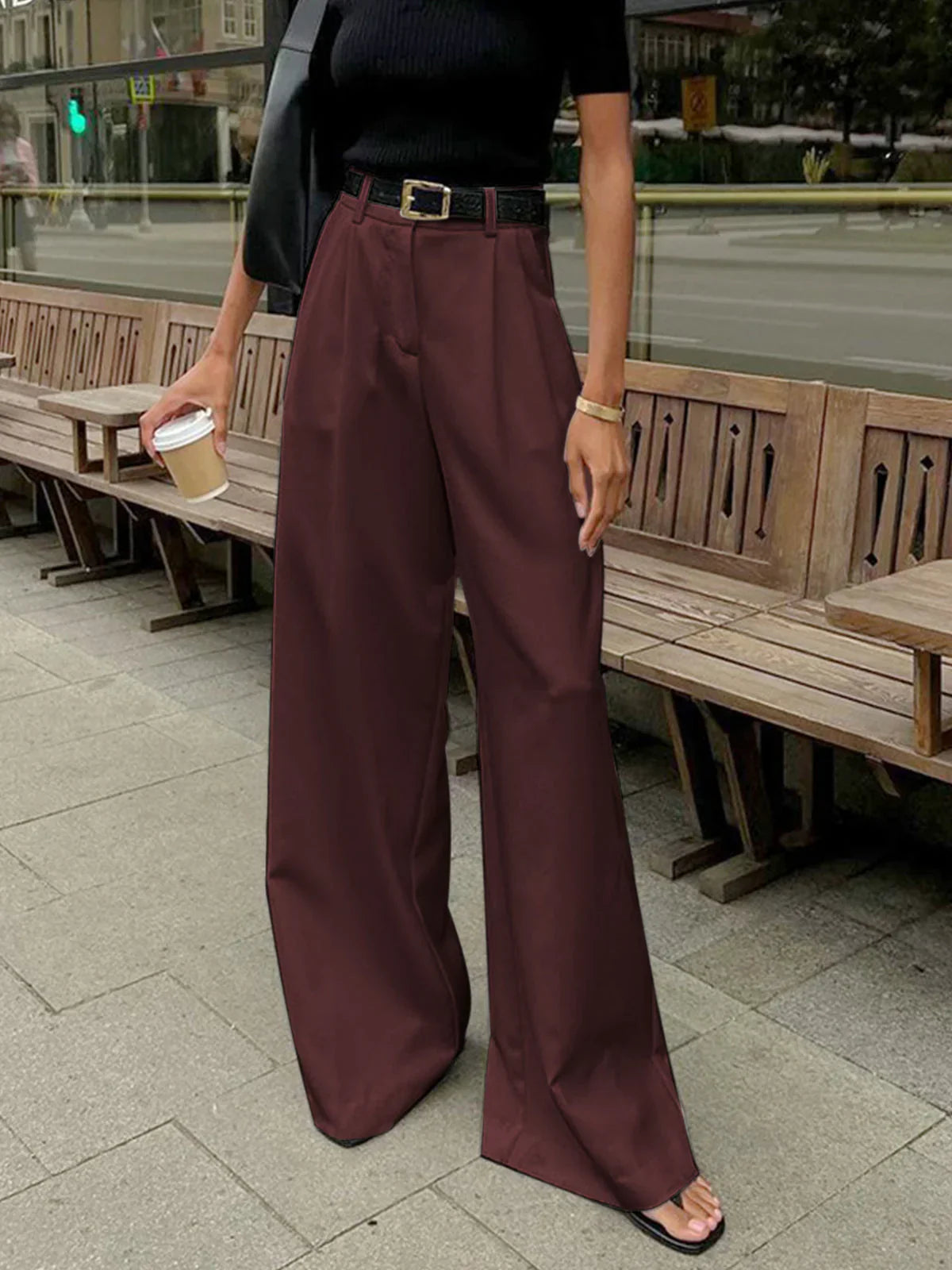 Pantalon femme décontracté taille plus grande confortable