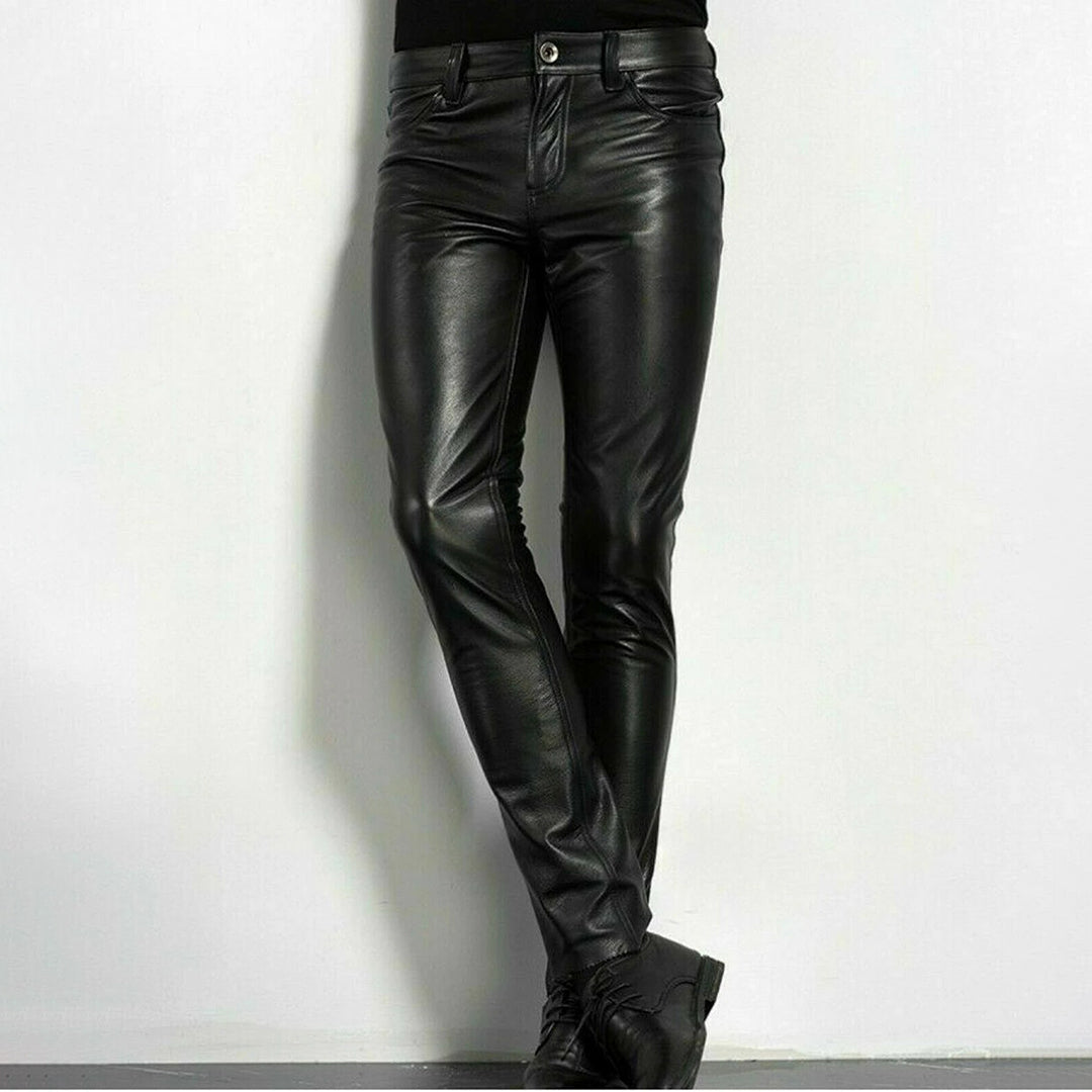 Pantalon Cuir Noir Homme Élégant - PanierRoyale