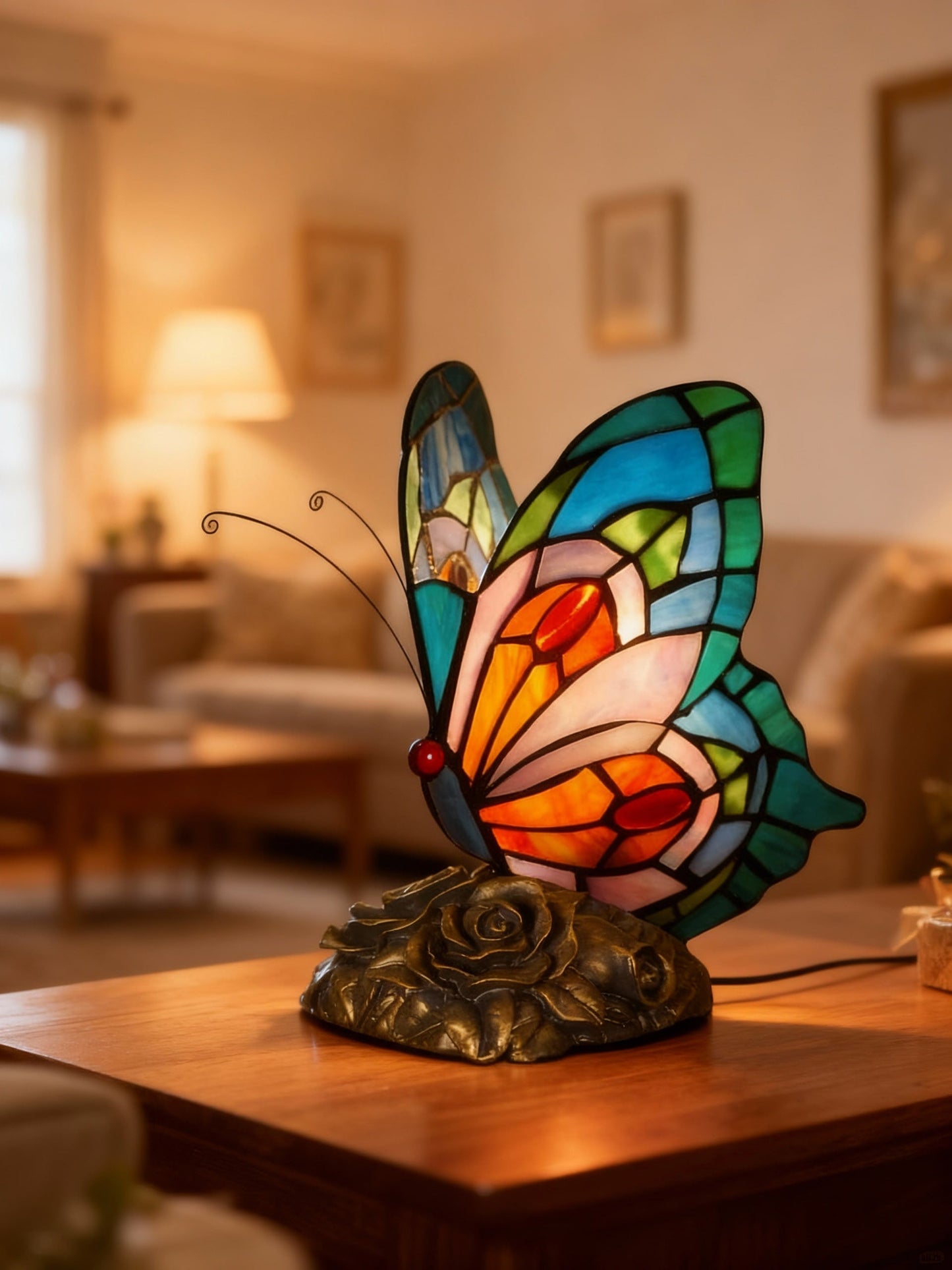 Lampe de table artisanale LED Papillon Décorative Intérieure - PanierRoyale
