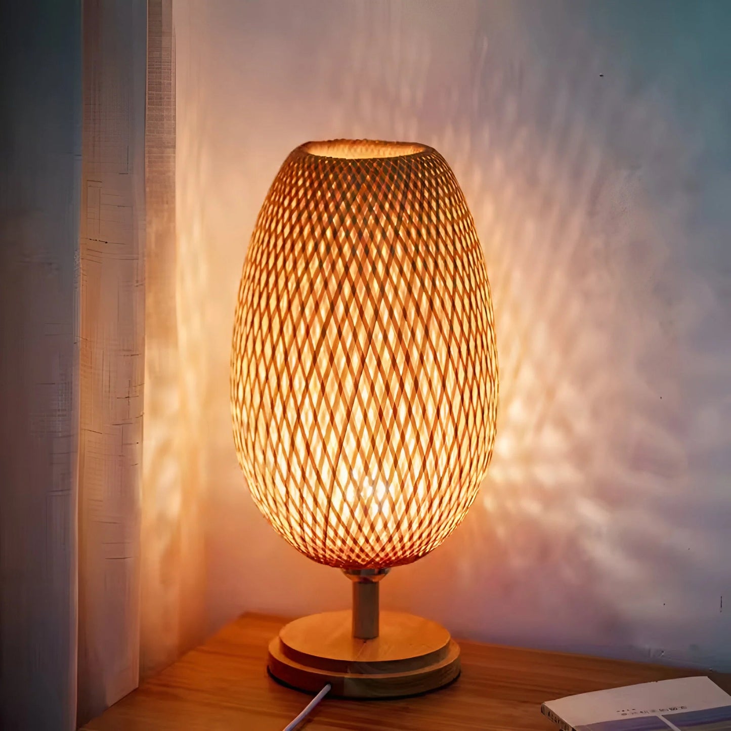 BambooGlow™ – Applique Murale Rattan Tissé Éclairage Doux Bohème