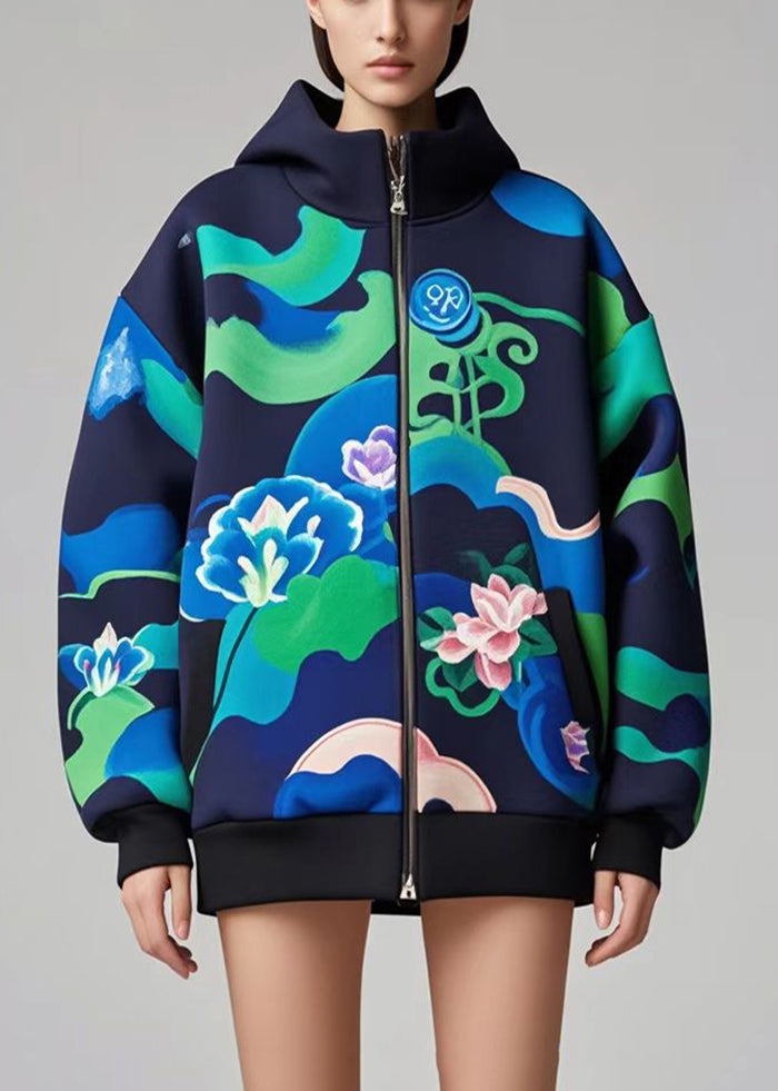 Gros blouson bleu marine en coton pour automne - EasyApparels