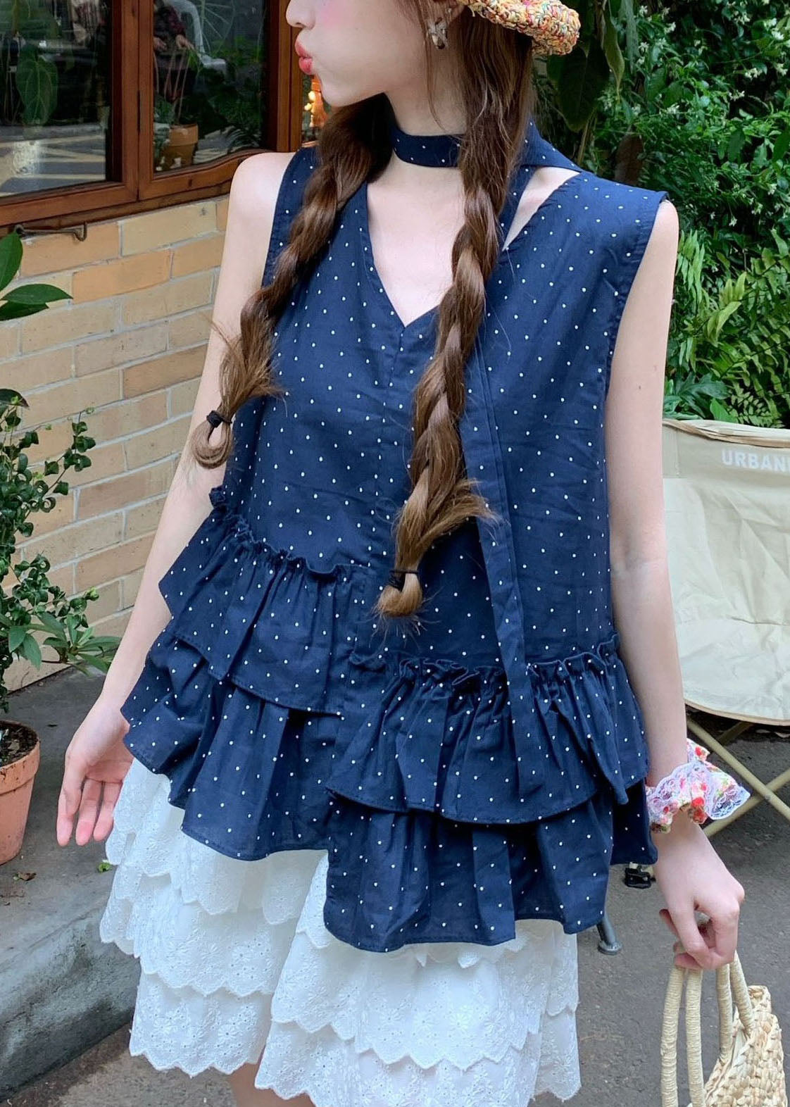 Vestes débardeur coton marine à fleurs - EasyApparels