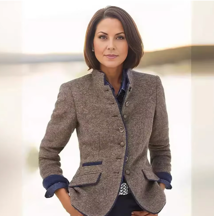 Veste Femme Hiver Laine Brun Élégante - PanierRoyale
