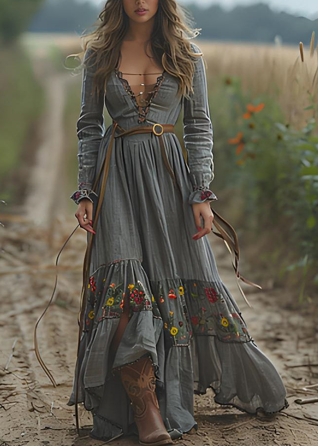Robe en coton décontractée imprimée fleuri pour femme - EasyApparels
